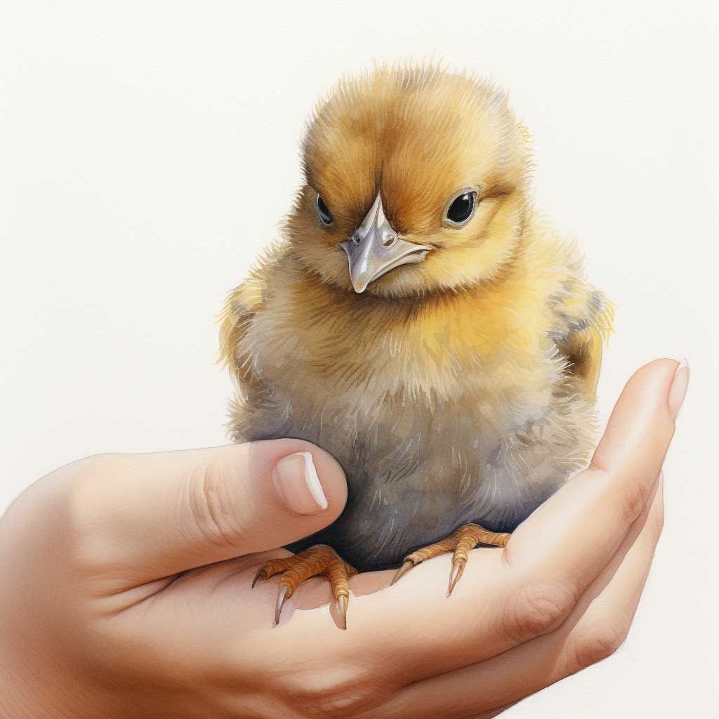 holding a baby chick, backyard chickens